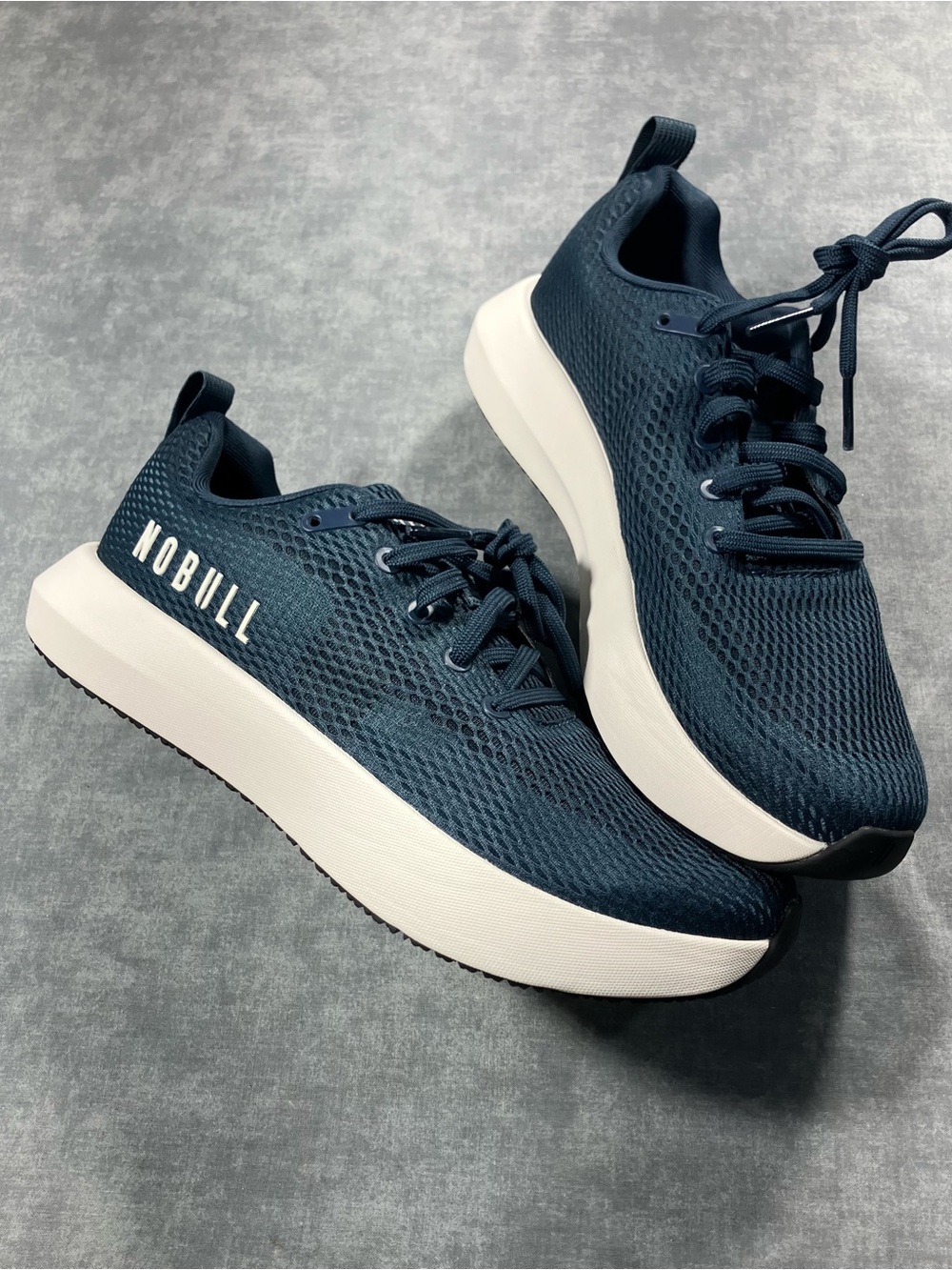 NOBULL Men’s Navy Athletic Mesh Trainer with White Midsole